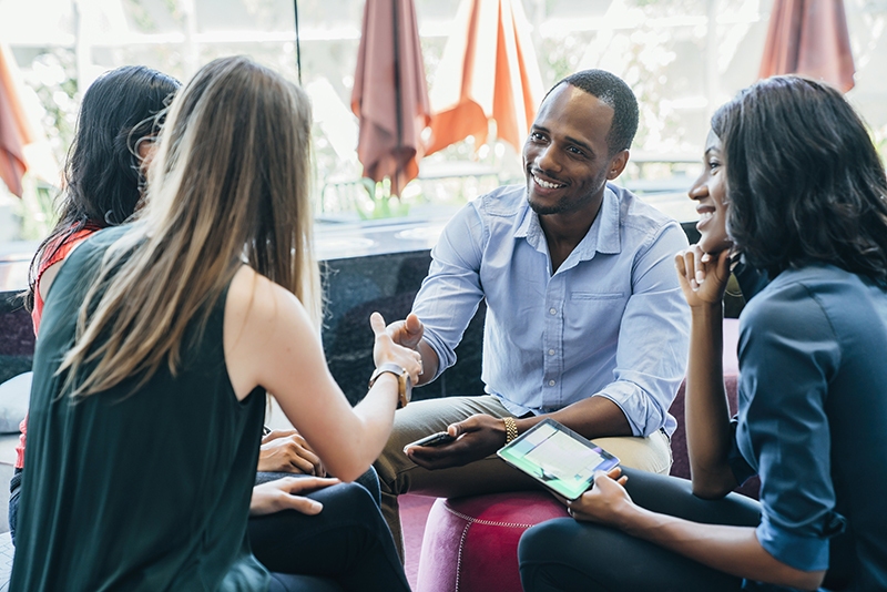 Teachers gathering for group discussion